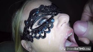 Masked Dutch Blonde Loves Facials from Big Cocks