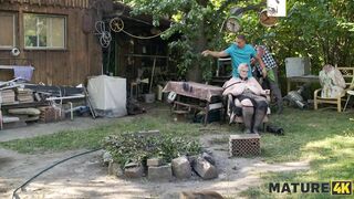 Kinky giantess Diana is having outdoor porn with 2 strangers