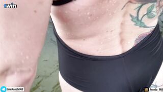 MILF promised to swim naked. She tricked me, but we fucked.