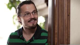 Petite brunette lets a stalker fuck her